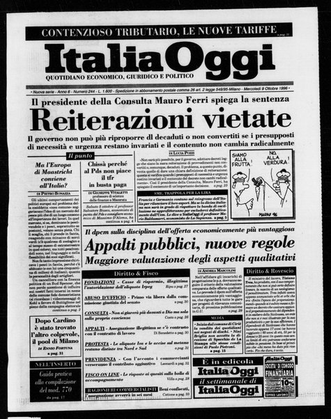 Italia oggi : quotidiano di economia finanza e politica